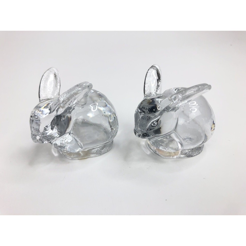 Glass Vintage Biedermann Miniature Bunny Rabbit candle holder clear Taiwan